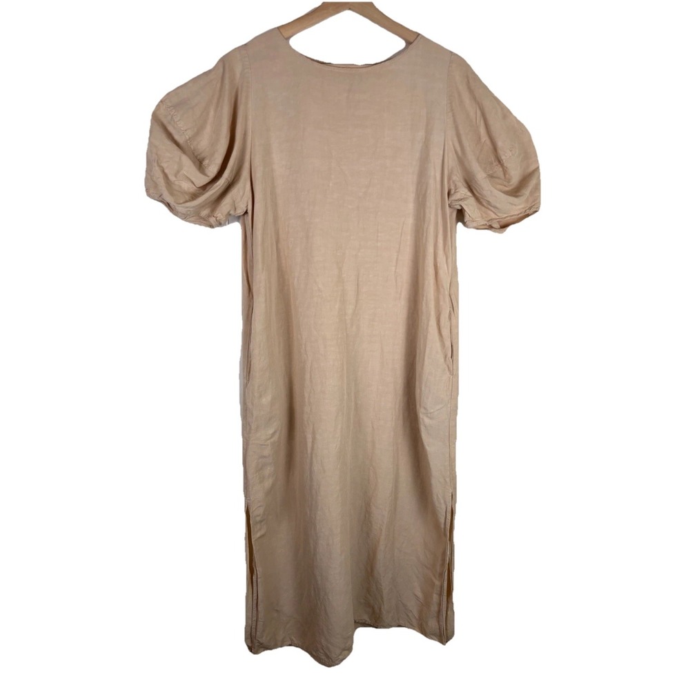 Mijeong Park Beige Midi Shift Dress Size XS/S‎ Linen Blend Relaxed Minimalistic